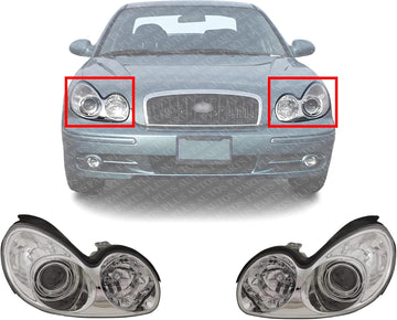 Set Of 2 Front Headlight Assembly Right Passenger & Left Driver Side Direct Replacement Compatible With 2002-2005 Hyundai Sonata HY2502126 HY2503126 921013D050 921023D050