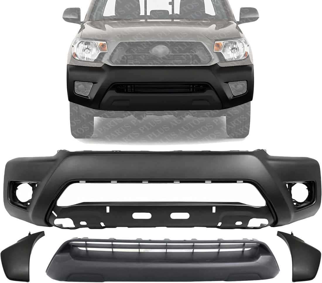 AUTOS PARTS PLUS Front Bumper Cover + Lower Grille + End Caps Textured With Wheel Opening Flares Left & Right Side Direct Replacement Compatible With...