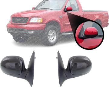 Set of 2 Front Mirrors Manual Folding Non-Heated Primed Right Passenger & Left Driver Side Direct Replacement Compatible With 1997-2002 Ford F-150/1997-1999 F-250 FO1320178