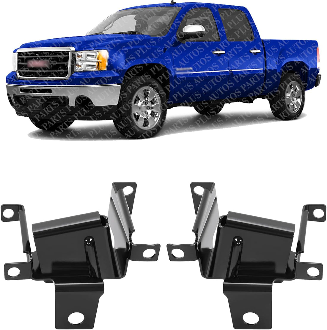 Set Of 2 Front Bumper Inner Bracket Steel Left Driver & Right Passenger Side Direct Replacement Compatible With 2007-2013 GMC Sierra 1500 GM1066185 GM1067185 22767057 22767056