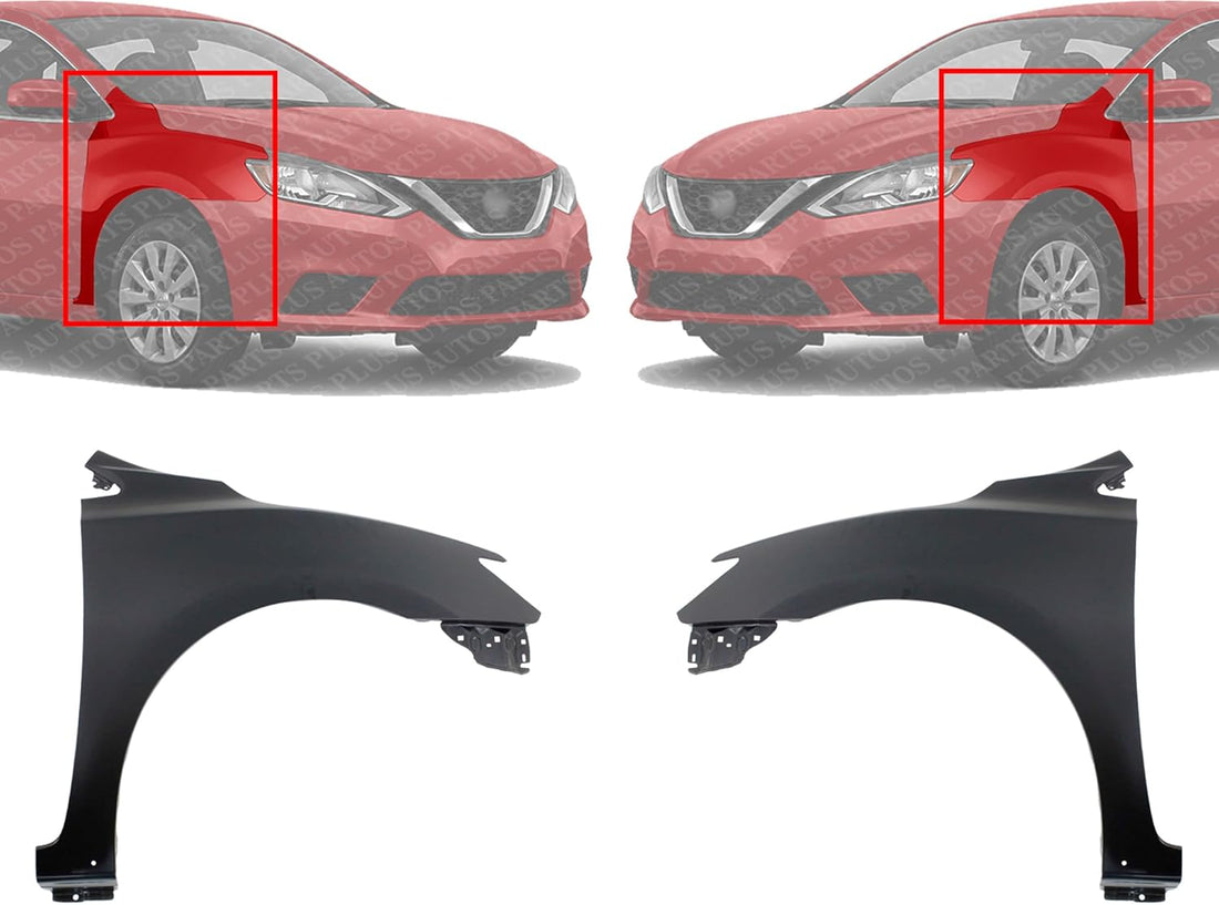 Set Of 2 Front Fender Primed Steel Left Driver & Right Passenger Side Direct Replacement Compatible With 2016-2019 Nissan Sentra NI1241223 NI1240223 F31003YUAA F31013YUAA