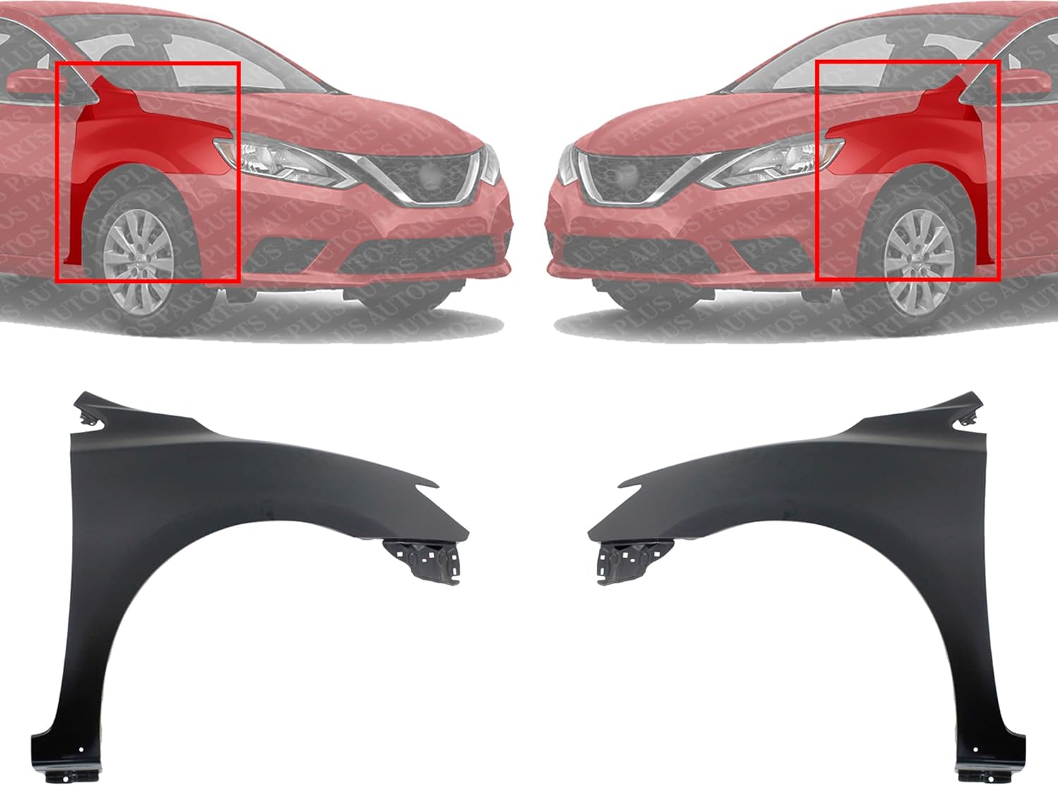 Set Of 2 Front Fender Primed Steel Left Driver & Right Passenger Side Direct Replacement Compatible With 2016-2019 Nissan Sentra NI1241223 NI1240223 F31003YUAA F31013YUAA