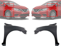 Set Of 2 Front Fender Primed Steel Left Driver & Right Passenger Side Direct Replacement Compatible With 2016-2019 Nissan Sentra NI1241223 NI1240223 F31003YUAA F31013YUAA