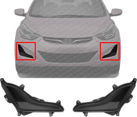 Set Of 2 Front Fog Light Cover Textured Left Driver & Right Passenger Side Direct Replacement Compatible With 2014-2016 Hyundai Elantra HY1038124 HY1039124 865633X700 865643X700