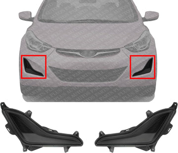 Set Of 2 Front Fog Light Cover Textured Left Driver & Right Passenger Side Direct Replacement Compatible With 2014-2016 Hyundai Elantra HY1038124 HY1039124 865633X700 865643X700