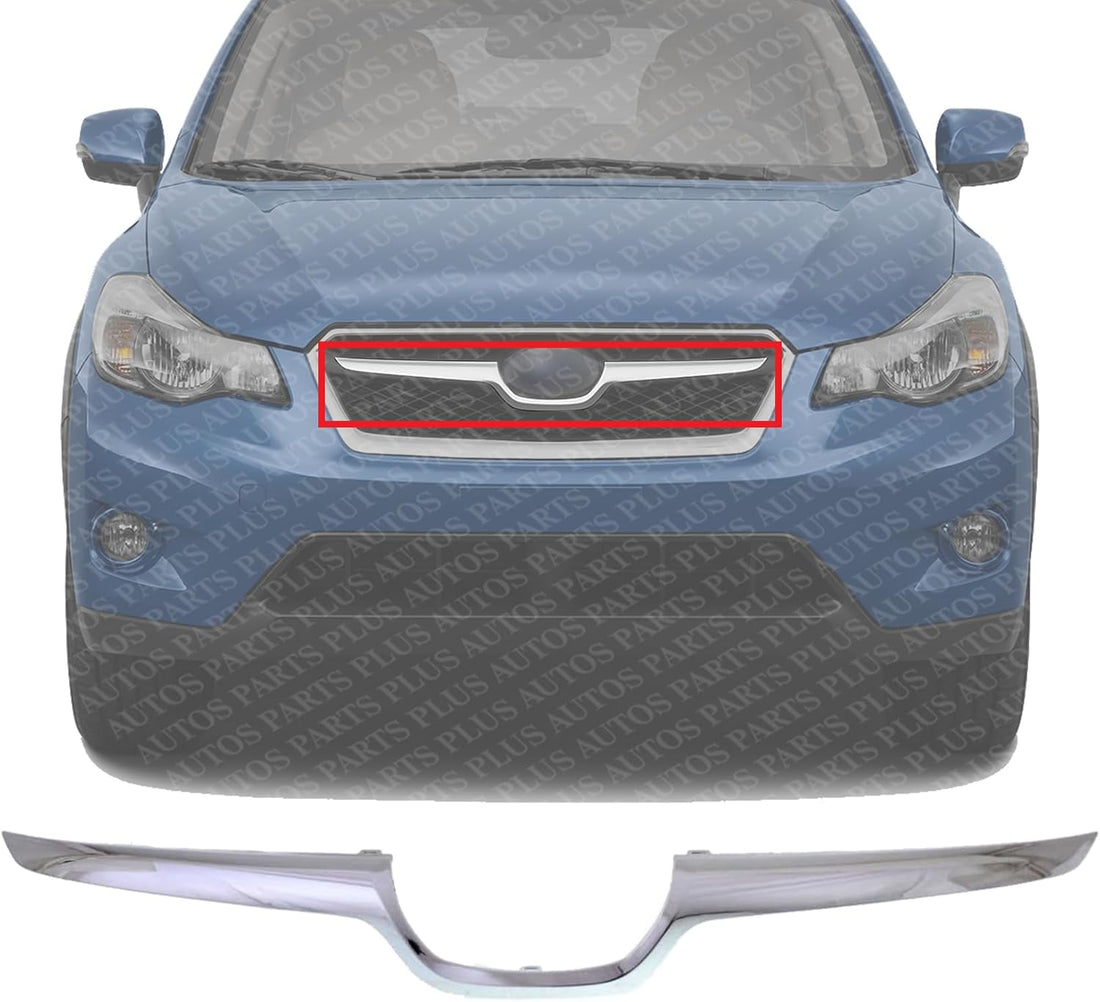 Front Grille Molding Center Chrome Plastic Direct Replacement Compatible With 2013-2015 Subaru XV Crosstrek SU1210100 91123FJ040
