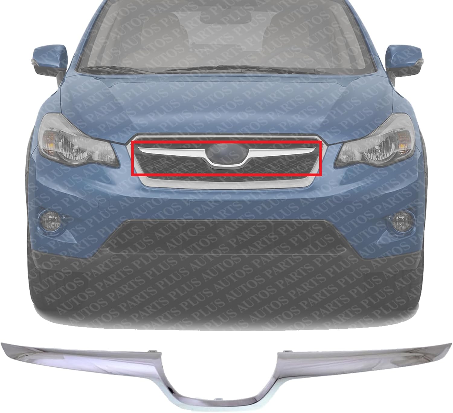Front Grille Molding Center Chrome Plastic Direct Replacement Compatible With 2013-2015 Subaru XV Crosstrek SU1210100 91123FJ040