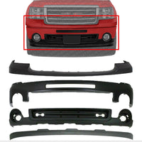 Front Bumper Steel + Upper Cover Primed + Lower Valance Air Deflector + Extension Textured Direct Replacement Compatible With 2007-2013 GMC Sierra 1500 GM1015100 GM1092211 GM1014102