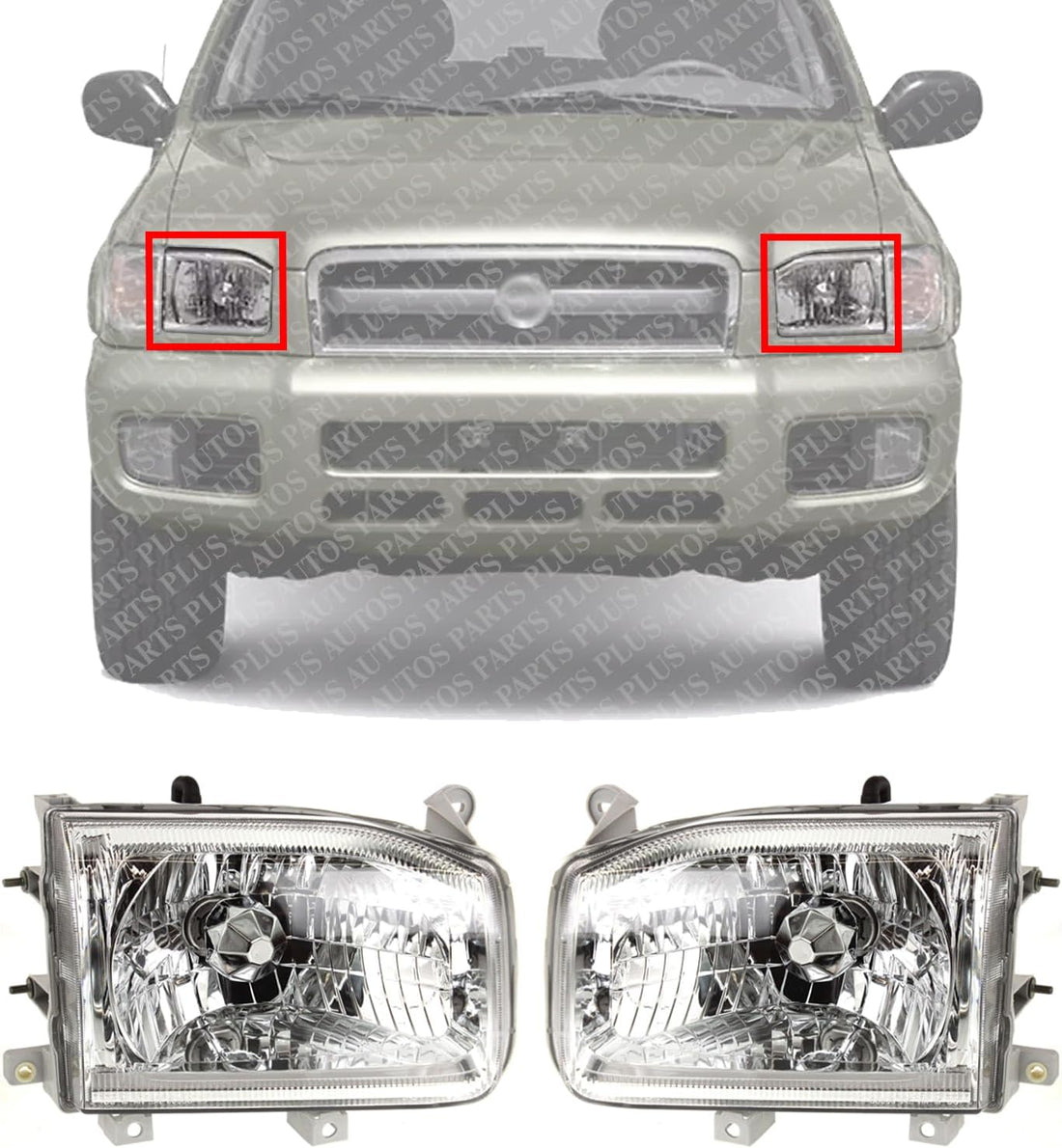 Set Of 2 Front Headlights Assembly Right Passenger & Left Driver Side Direct Replacement Compatible With 1999-2004 Nissan Pathfinder NI2503127 NI2502127 260102W625 260602W625