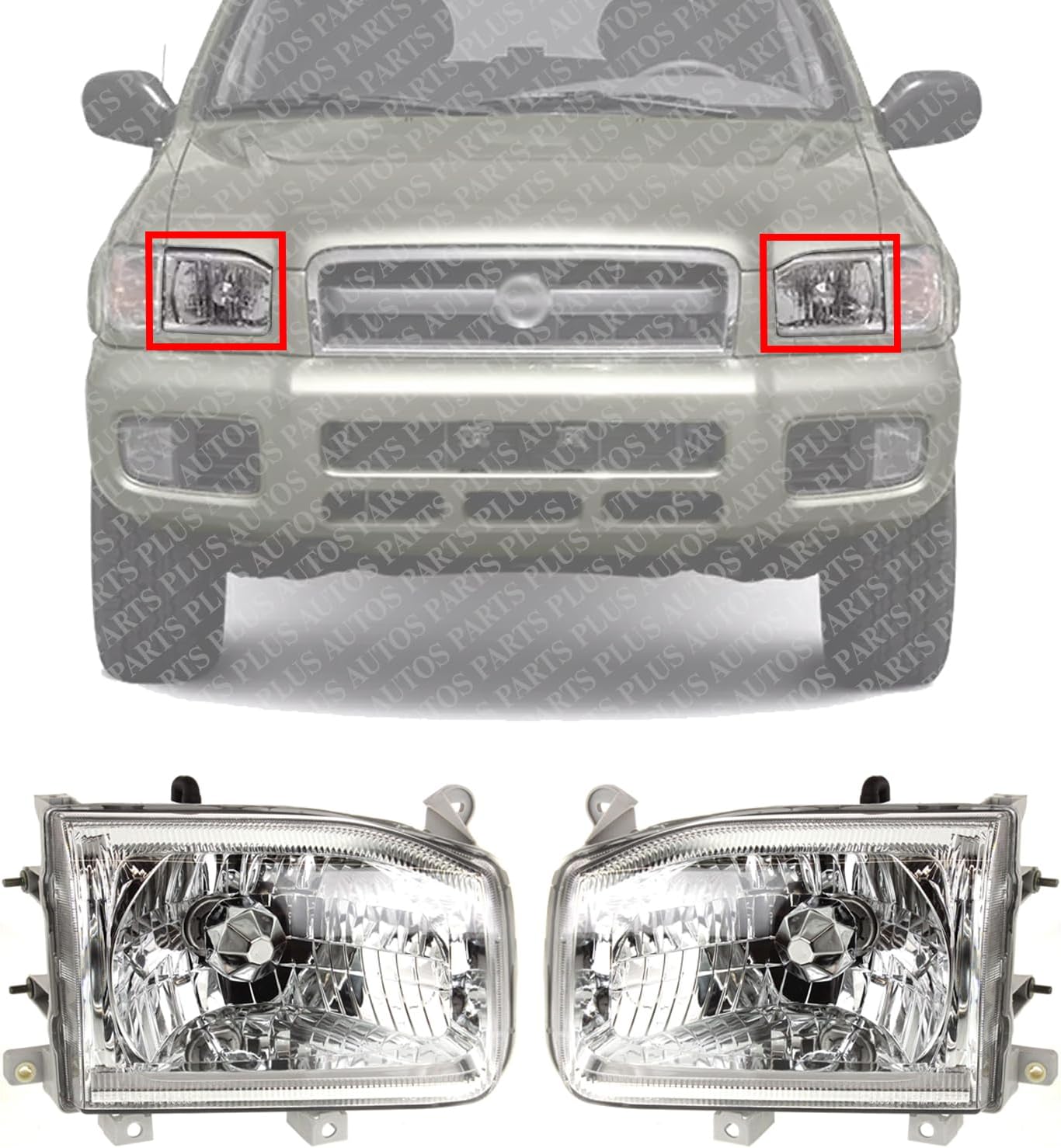 Set Of 2 Front Headlights Assembly Right Passenger & Left Driver Side Direct Replacement Compatible With 1999-2004 Nissan Pathfinder NI2503127 NI2502127 260102W625 260602W625