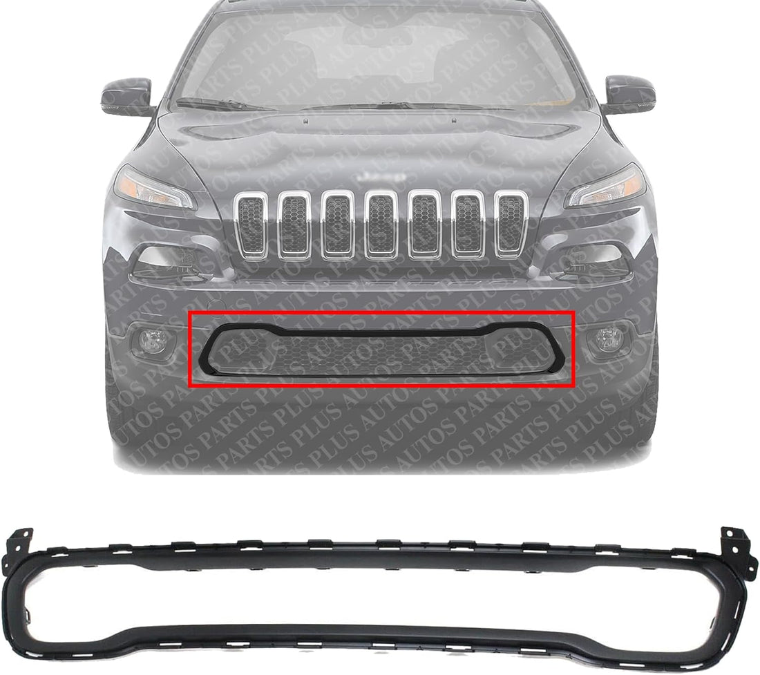 Front Bumper Molding Dark Gray Direct Replacement Compatible With 2014-2018 Jeep Cherokee CH1044112 CH1044113 68210024AC 68203230AB