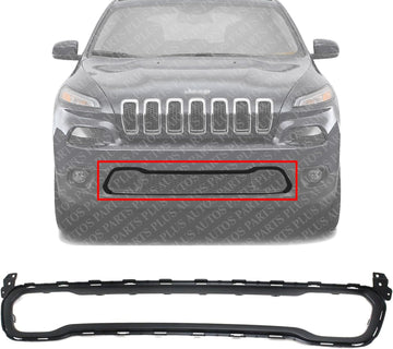 Front Bumper Molding Dark Gray Direct Replacement Compatible With 2014-2018 Jeep Cherokee CH1044112 CH1044113 68210024AC 68203230AB