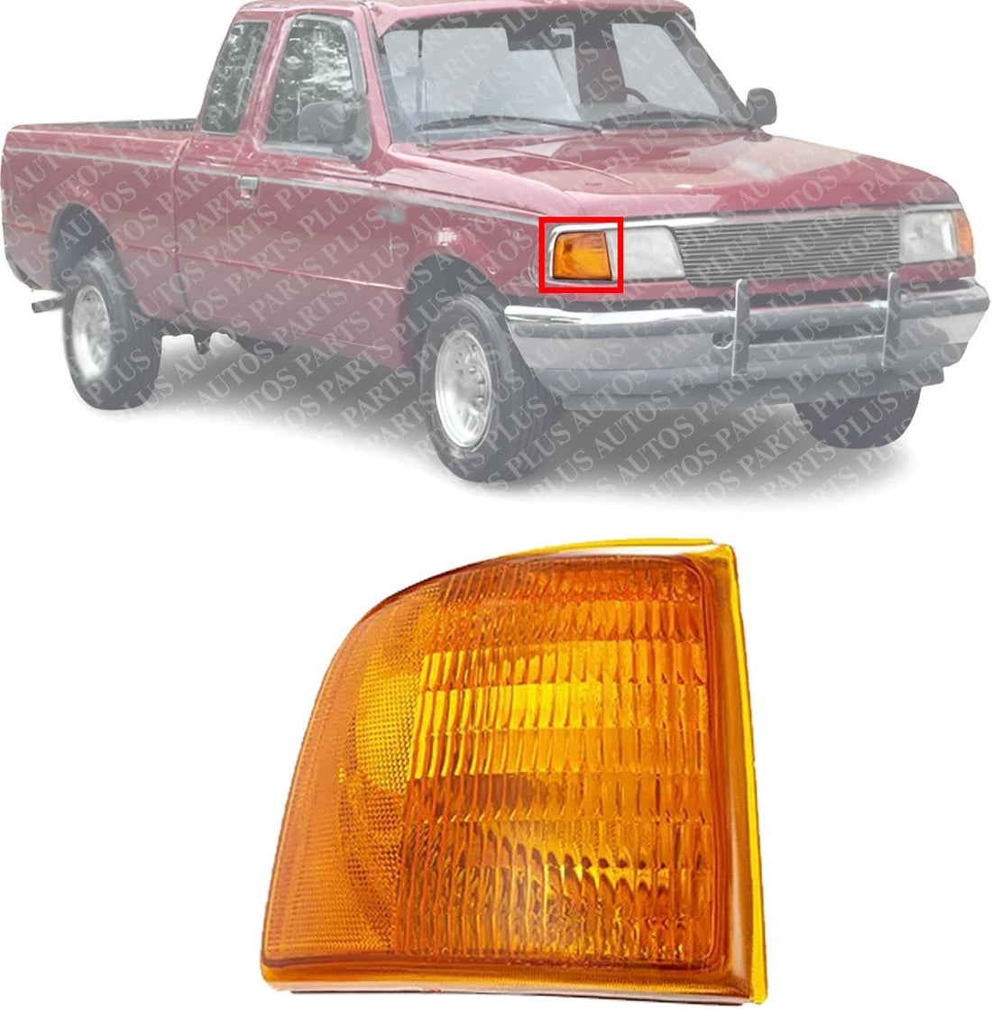 Front Corner Light Right Passenger Side Direct Replacement Compatible With 1993-1997 Ford Ranger FO2521116 F37Z13200B