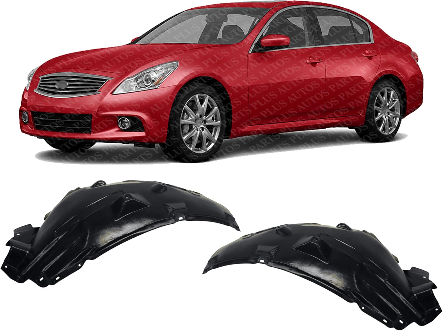 Set Of 2 Front Fender Liner Rear Section Right Passenger & Left Driver Side Direct Replacement Compatible With 2009-2013 Infiniti G37 / 2007-2008 G35 / 2015 Q40 IN1249107 IN1248126