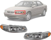 Set Of 2 Front Head Light Assembly Halogen Left Driver & Right Passenger Side Direct Replacement Compatible With 1997-2005 Buick Century / 1997-2004 Regal GM2503183 GM2502183