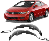 Set Of 2 Front Fender Liner Left Driver & Right Passenger Side Direct Replacement Compatible With 2006-2011 Honda Civic HO1248134 HO1249134 74101SNAA00 74151SNAA00