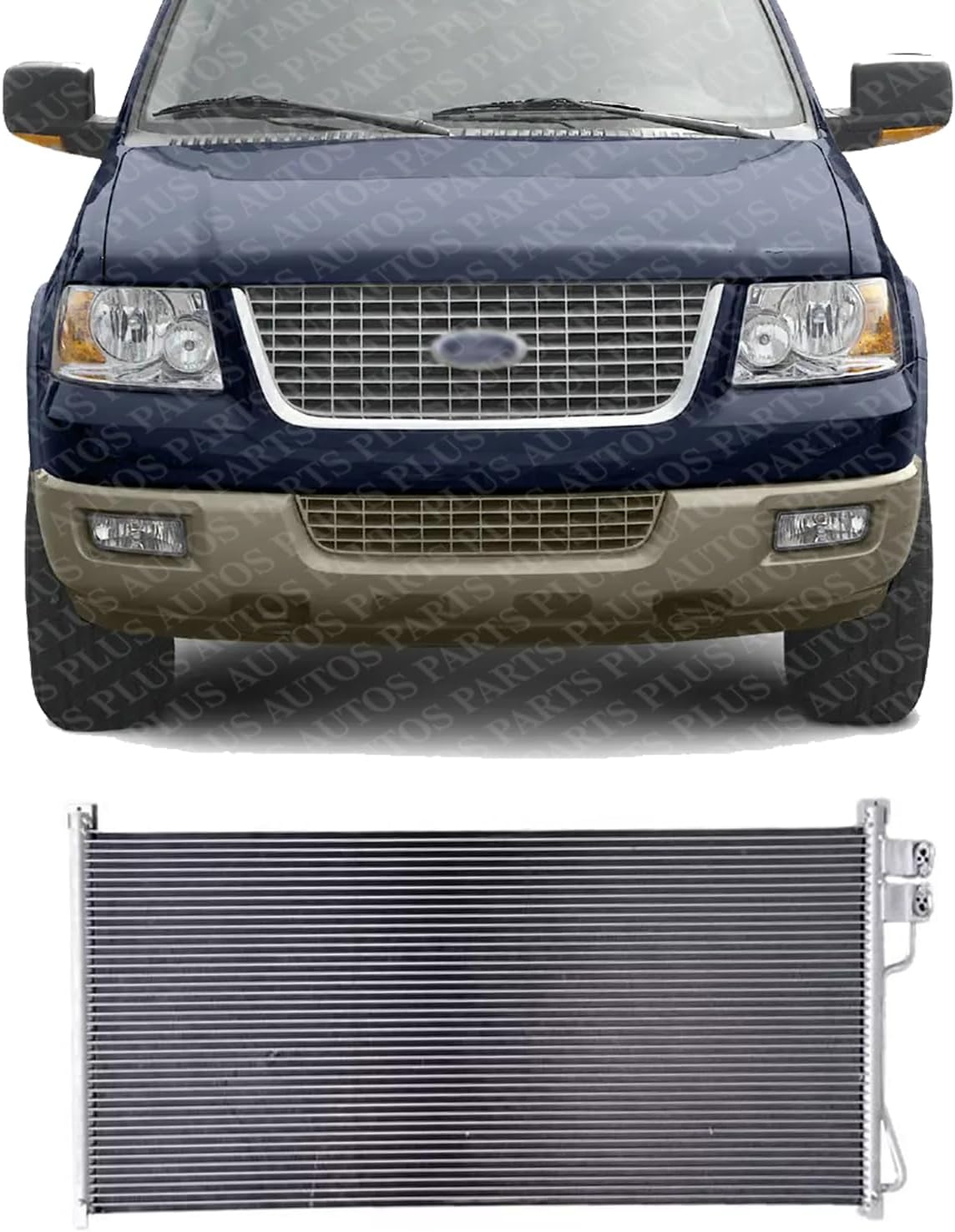 Front A/C Condenser Aluminum Core Direct Replacement Compatible With 1997-2006 Ford Expedition FO3030138 6L1Z19712AA