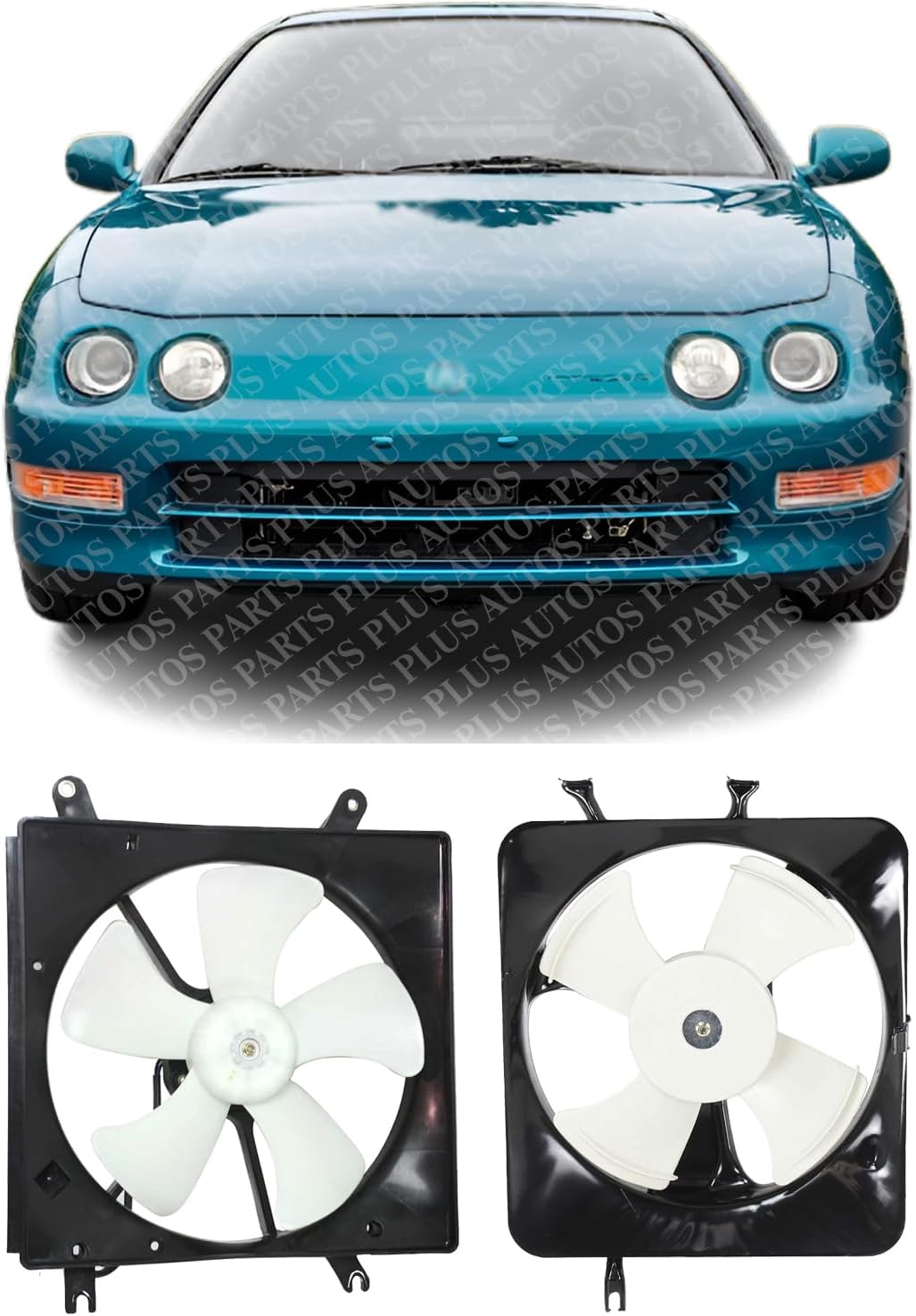 Set Of 2 Front Radiator Cooling & A/C Condenser Fan Direct Replacement Compatible With 1994-2001 Acura Integra AC3115101 AC3113101 19015P72003 38615P72000