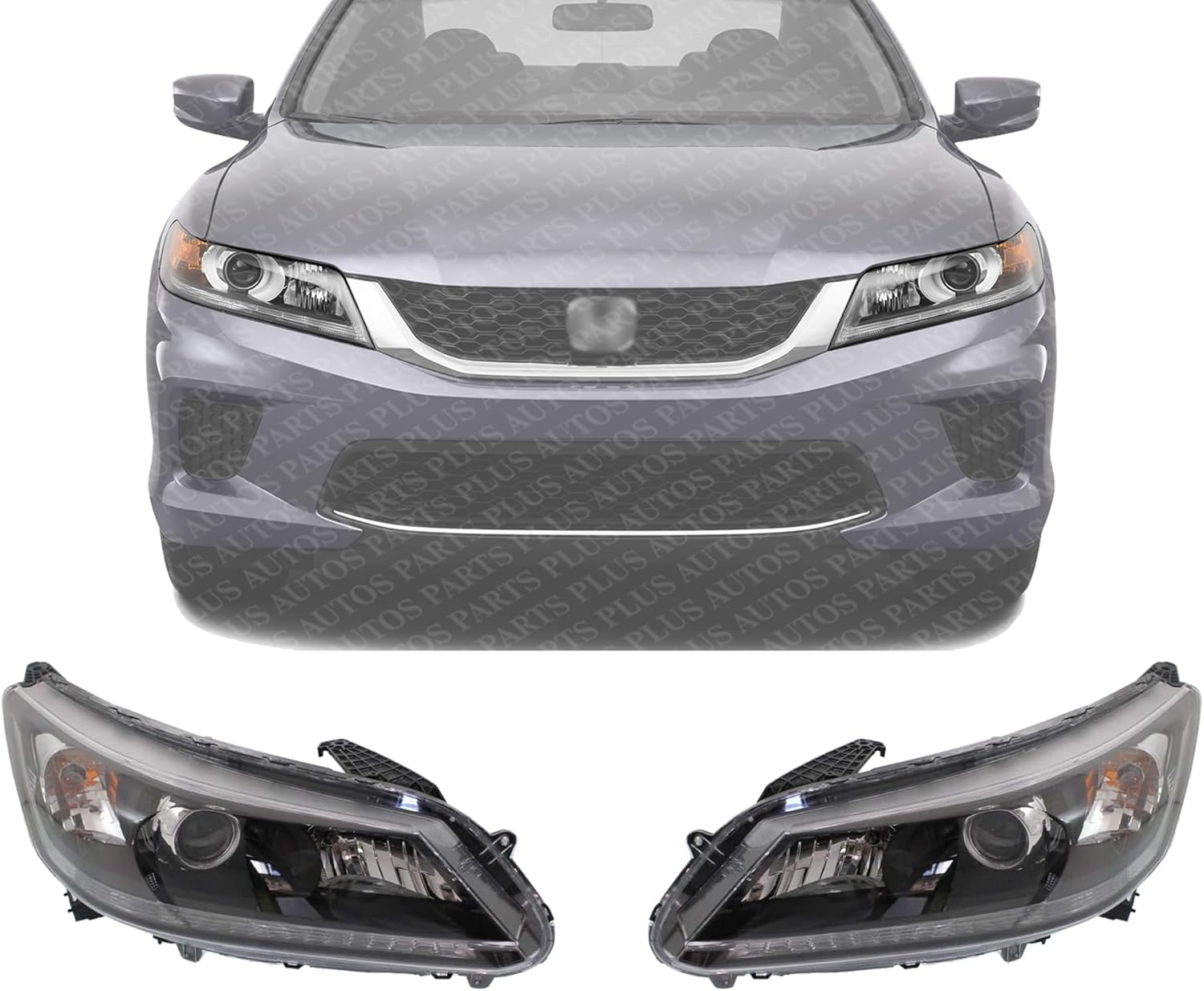 Set Of 2 Front Headlight Assembly Halogen Right Passenger & Left Driver Side Direct Replacement Compatible With 2013-2015 Honda Accord HO2503151 HO2502151 33100T2AA01 33150T2AA01