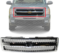 Front Grille Chrome Shell And Insert Plastic Factory Installed Direct Replacement Compatible With 2007-2013 Chevrolet Silverado 1500 GM1200572 25810707 19303978 22849840