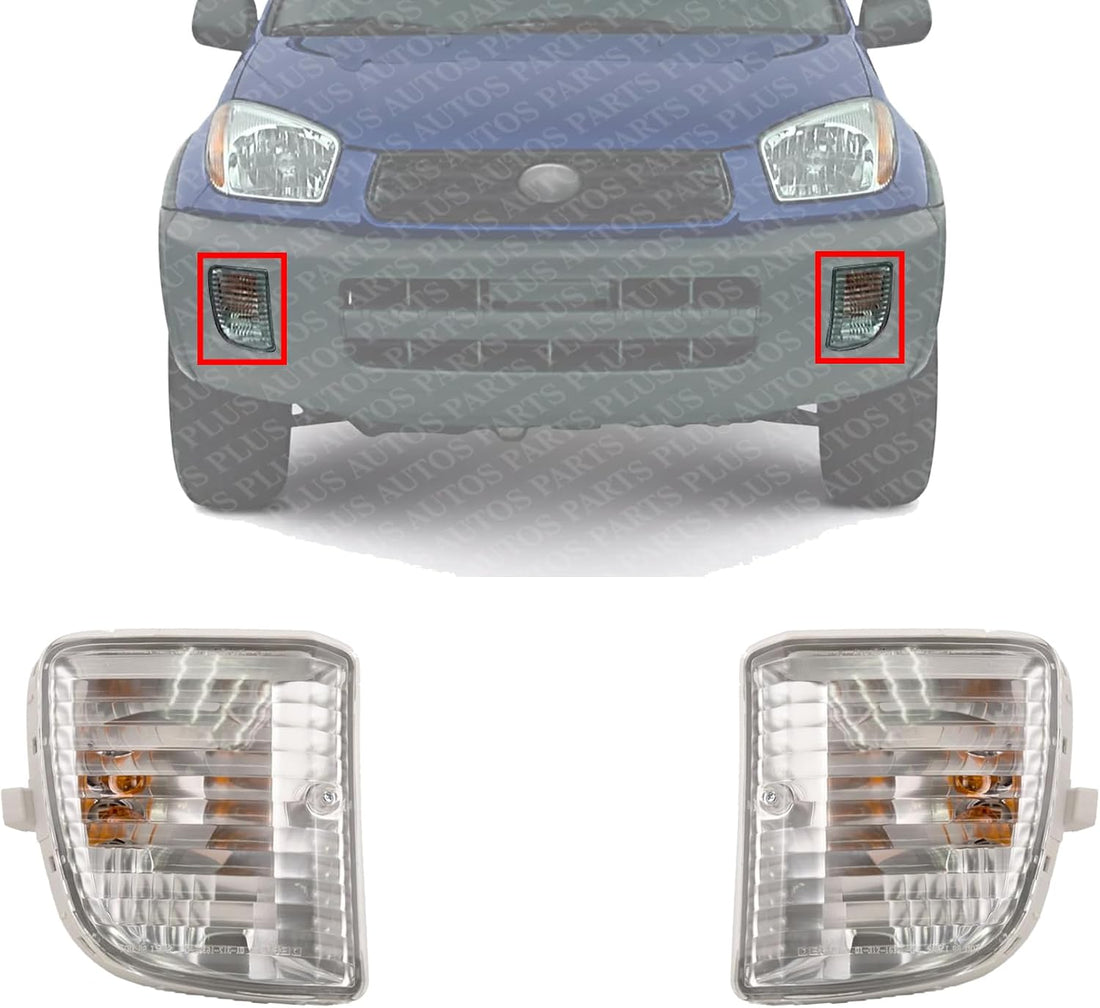 Set Of 2 Front Signal Light Assembly Without Fog Lamp Right Passenger & Left Driver Side Direct Replacement Compatible With 2001-2003 Toyota RAV4 TO2530139 TO2531139 8152142050