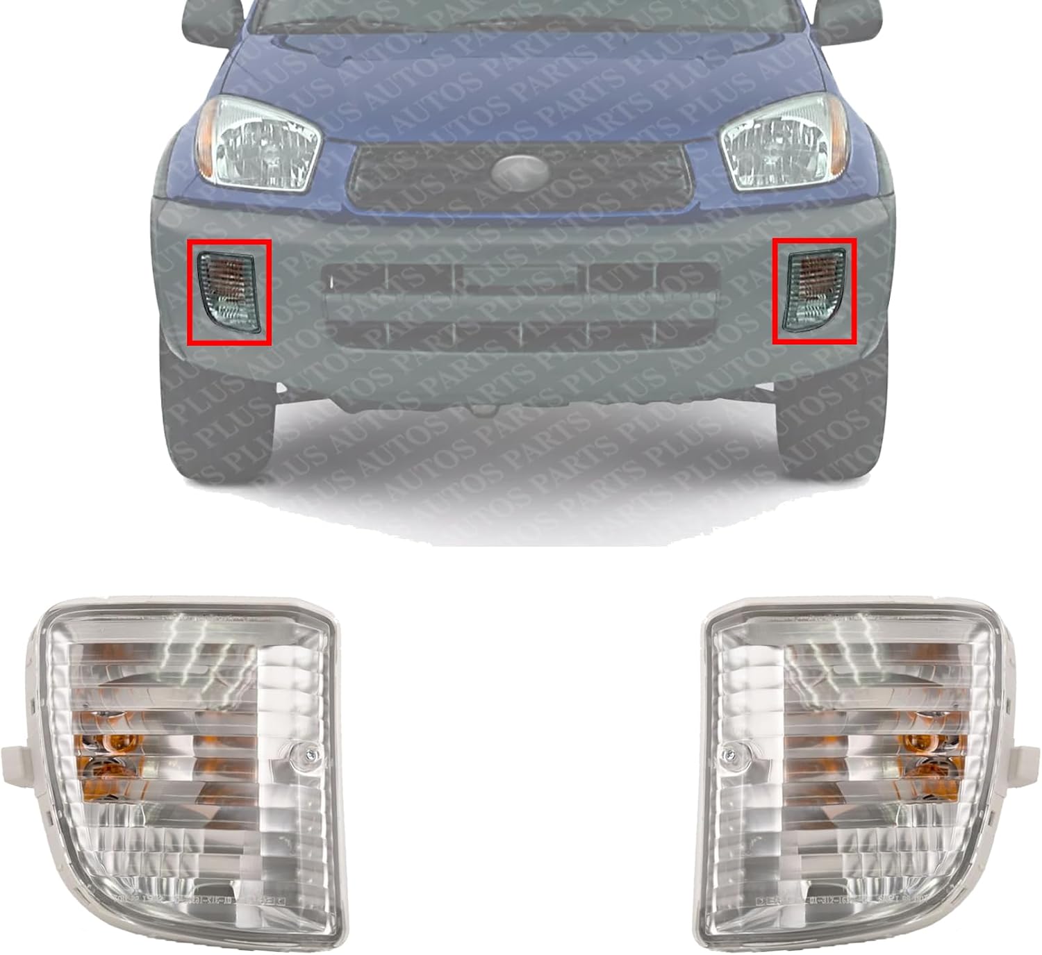 Set Of 2 Front Signal Light Assembly Without Fog Lamp Right Passenger & Left Driver Side Direct Replacement Compatible With 2001-2003 Toyota RAV4 TO2530139 TO2531139 8152142050