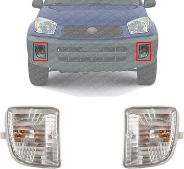 Set Of 2 Front Signal Light Assembly Without Fog Lamp Right Passenger & Left Driver Side Direct Replacement Compatible With 2001-2003 Toyota RAV4 TO2530139 TO2531139 8152142050