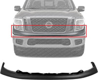 Front Bumper Upper Cover Primed Plastic Direct Replacement Compatible With 2017-2019 Nissan Titan NI1014105 62025EZ60H