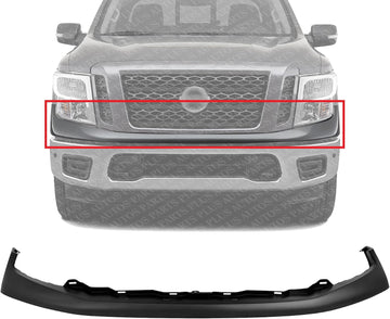 Front Bumper Upper Cover Primed Plastic Direct Replacement Compatible With 2017-2019 Nissan Titan NI1014105 62025EZ60H