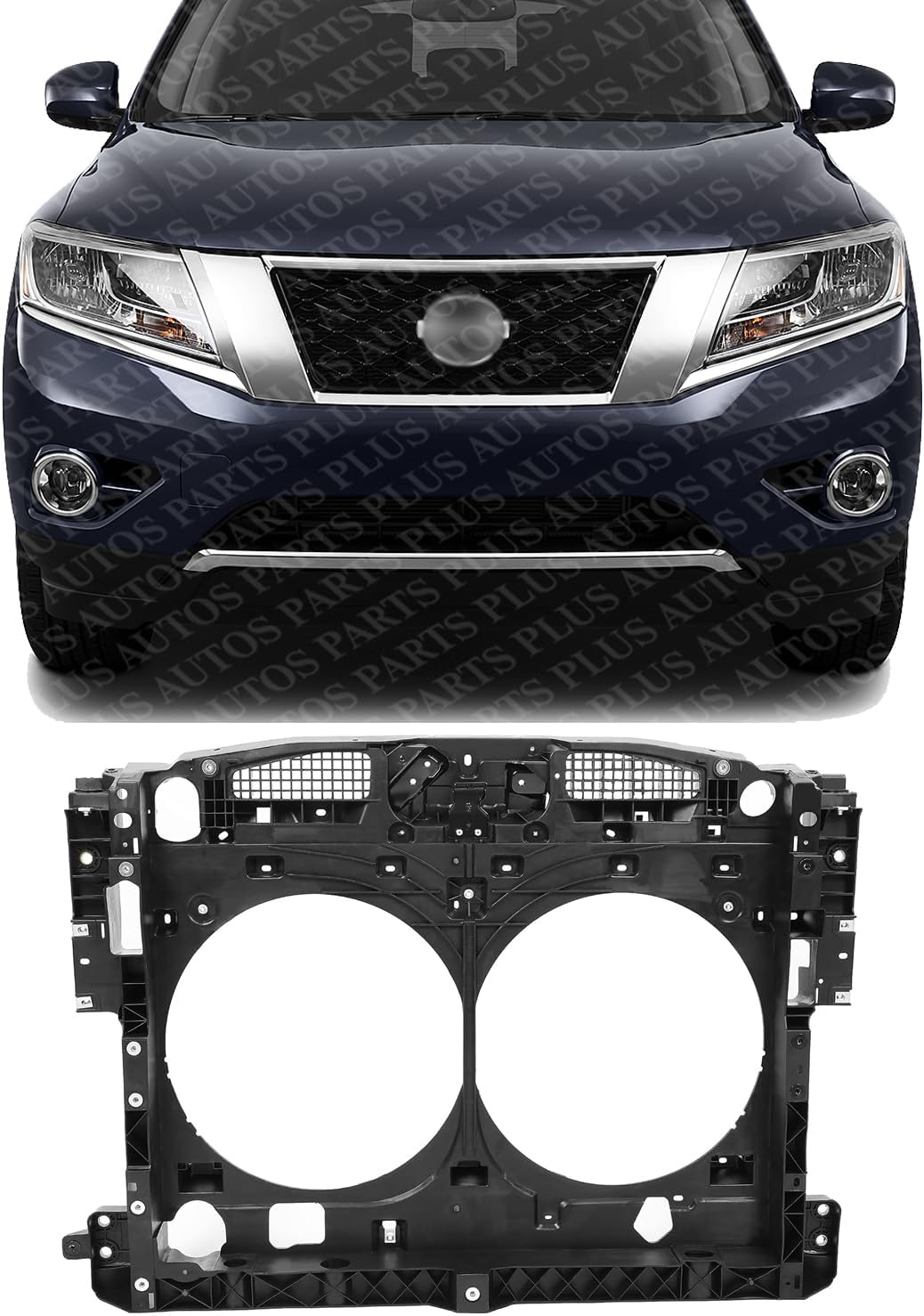 Front Radiator Support Plastic With Steel Direct Replacement Compatible With 2013-2020 Nissan Pathfinder / 2014-2020 Infiniti QX60 NI1225216 625003JA0B