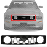 Front Grille Textured Black Shell & Honeycomb Insert Direct Replacement Compatible With 2005-2009 Ford Mustang FO1200422 6R3Z8200BA