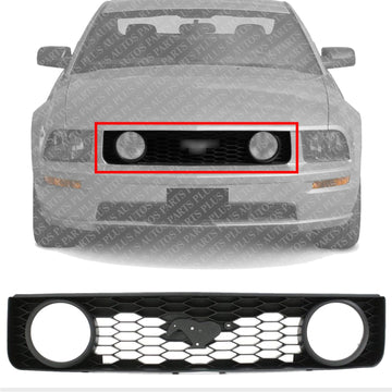 Front Grille Textured Black Shell & Honeycomb Insert Direct Replacement Compatible With 2005-2009 Ford Mustang FO1200422 6R3Z8200BA
