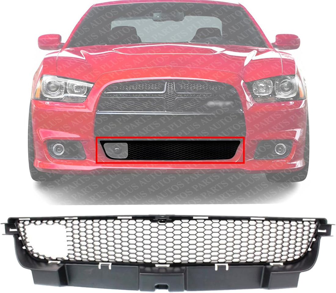 Front Bumper Grille Textured Direct Replacement Compatible With 2012-2014 Dodge Charger CH1036131 68071982AA