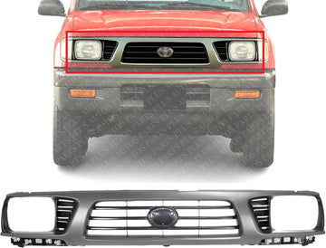 Front Grille Gray Shell With Painted Black Insert Plastic Direct Replacement Compatible With 1995-1997 Toyota Tacoma TO1200198 5310035310