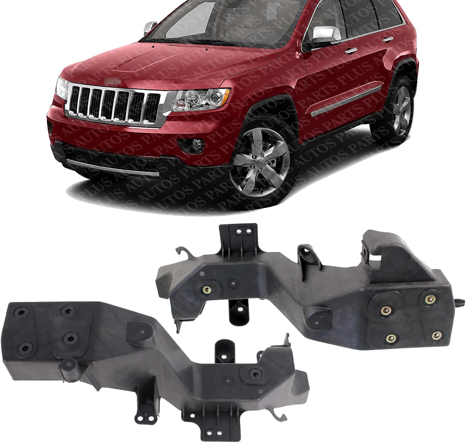 Set of 2 Front Headlight Bracket Plastic Left Driver & Right Passenger Side Direct Replacement Compatible with 2011-2013 Jeep Grand Cherokee CH2509106 CH2508106 5156134AA 5156135AA