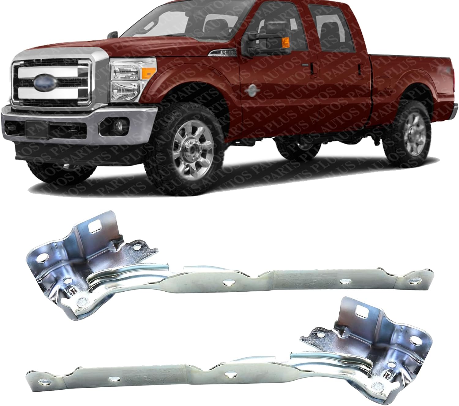 Set of 2 Front Hood Hinge Steel Left Driver & Right Passenger Side Direct Replacement Compatible with 2011-2016 Ford F-250/350 Super Duty FO1236169 FO1236168 BC3Z16796A BC3Z16797A