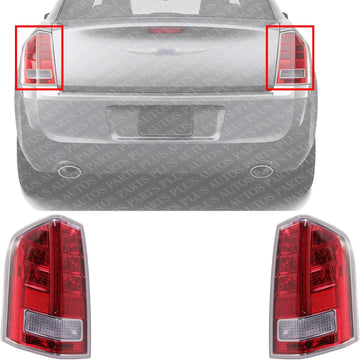 Set Of 2 Tail Light Assembly With Red Accent Right passenger Left Driver Side Direct Replacement Compatible With 2011-2013 Chrysler 300 68042170AE-PFM 68042171AE-PFM