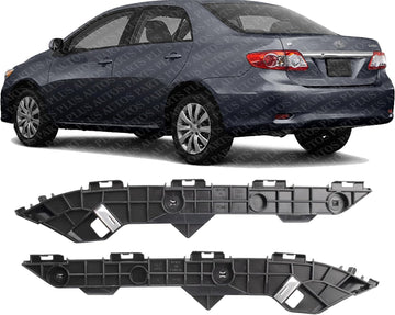 Set Of 2 Rear Bumper Cover Support Bracket Plastic Left Driver & Right Passenger Side Direct Replacement Compatible With 2009-2013 Toyota Corolla TO1143101 TO1142101