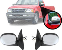 Set of 2 Front Power Mirror Manual Folding Non-Heated Chrome Right Passenger & Left Driver Side Direct Replacement Compatible With 1997-1999 Ford F-250/1997-2004 F-150 FO1320138
