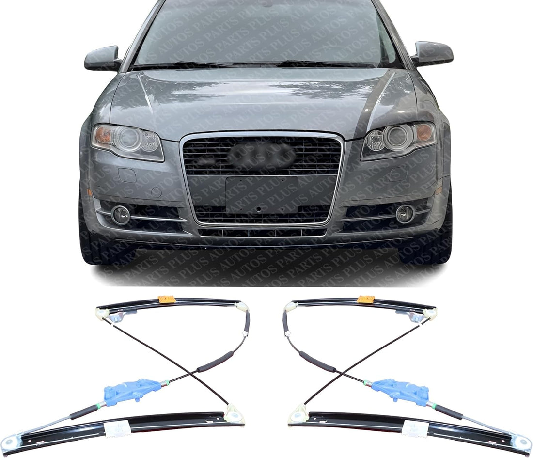 Set of 2 Front Power Window Regulator Without Motor Left Driver & Right Passenger Side Direct Replacement Compatible with 2002-2008 Audi A4 ‎AU1351102 AU1350102 8E0837462C