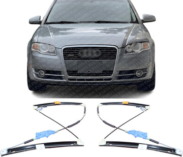 Set of 2 Front Power Window Regulator Without Motor Left Driver & Right Passenger Side Direct Replacement Compatible with 2002-2008 Audi A4 ‎AU1351102 AU1350102 8E0837462C