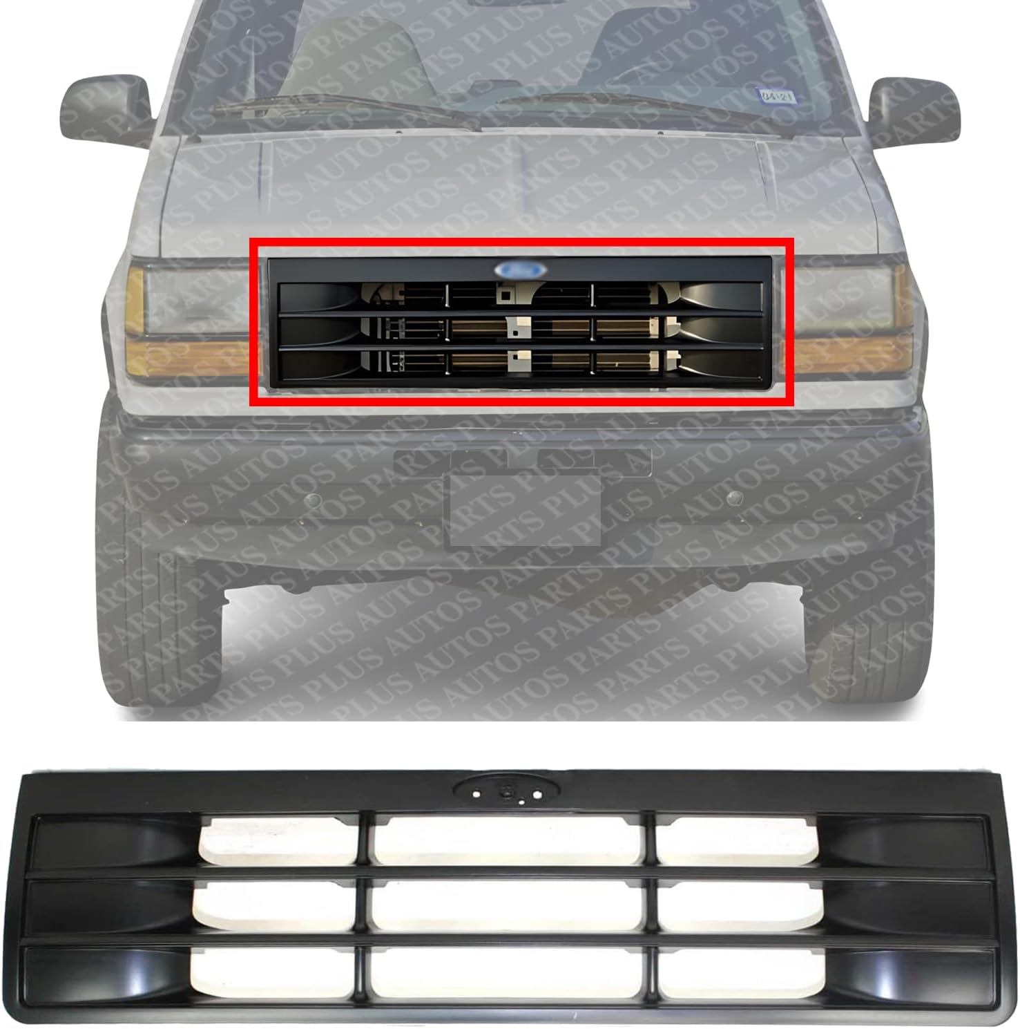 Front Grille Textured Black Shell and Insert Plastic Direct Replacement Compatible With 1989-1992 Ford Ranger / 1991-1994 Explorer FO1200182 F3TZ8200V