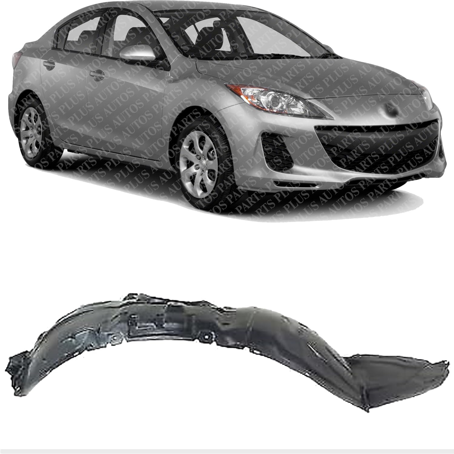 Front Fender Liner Right Passenger Side Direct Replacement Compatible With 2010-2013 Mazda 3 MA1249139 BFD156130