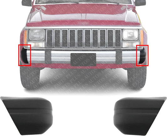 AUTOS PARTS PLUS Front Bumper End Caps Textured Plastic Right Passenger & Left Driver Side Direct Replacement Compatible With Jeep Cherokee 1984-1996 / Wagoneer 1984-1990 / Comanche 1986-90 CH1005197