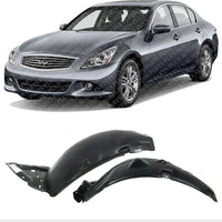 Set Of 2 Front Section Fender Liner Left Driver & Right Passenger Side Direct Replacement Compatible With 2007-2008 Infiniti G35 / 2010-2013 G37 / 2011-2012 G25 / 2015 Q40 IN1249119