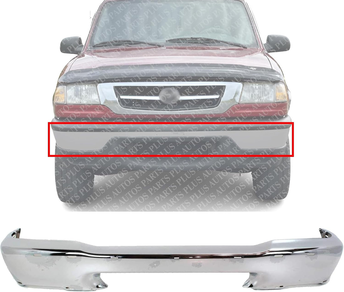 Front Bumper Face Bar Chrome Steel Direct Replacement Compatible With 1999-2000 Mazda B2500 B3000 B4000 Pickup MA1002128 ZZR150031