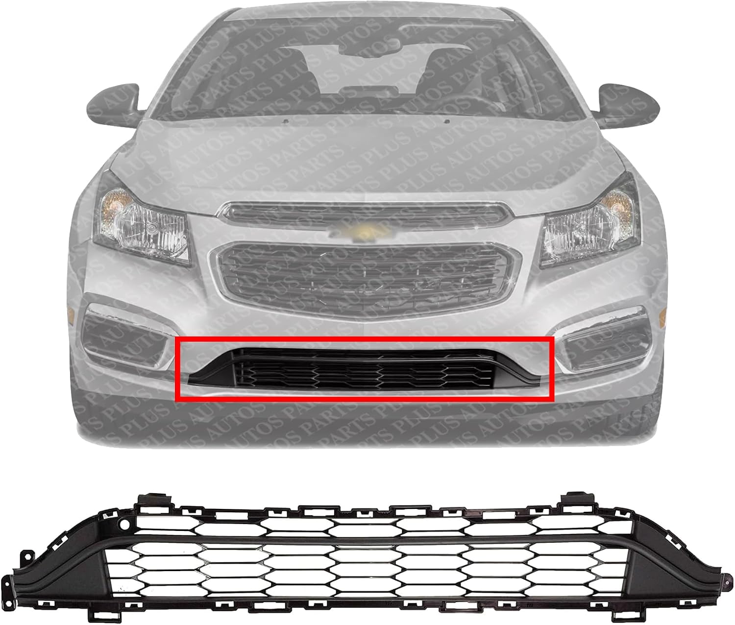 Front Bumper Grille Direct Replacement Compatible With 2015 Chevrolet Cruze / 2016 Limited GM1036171 42359042
