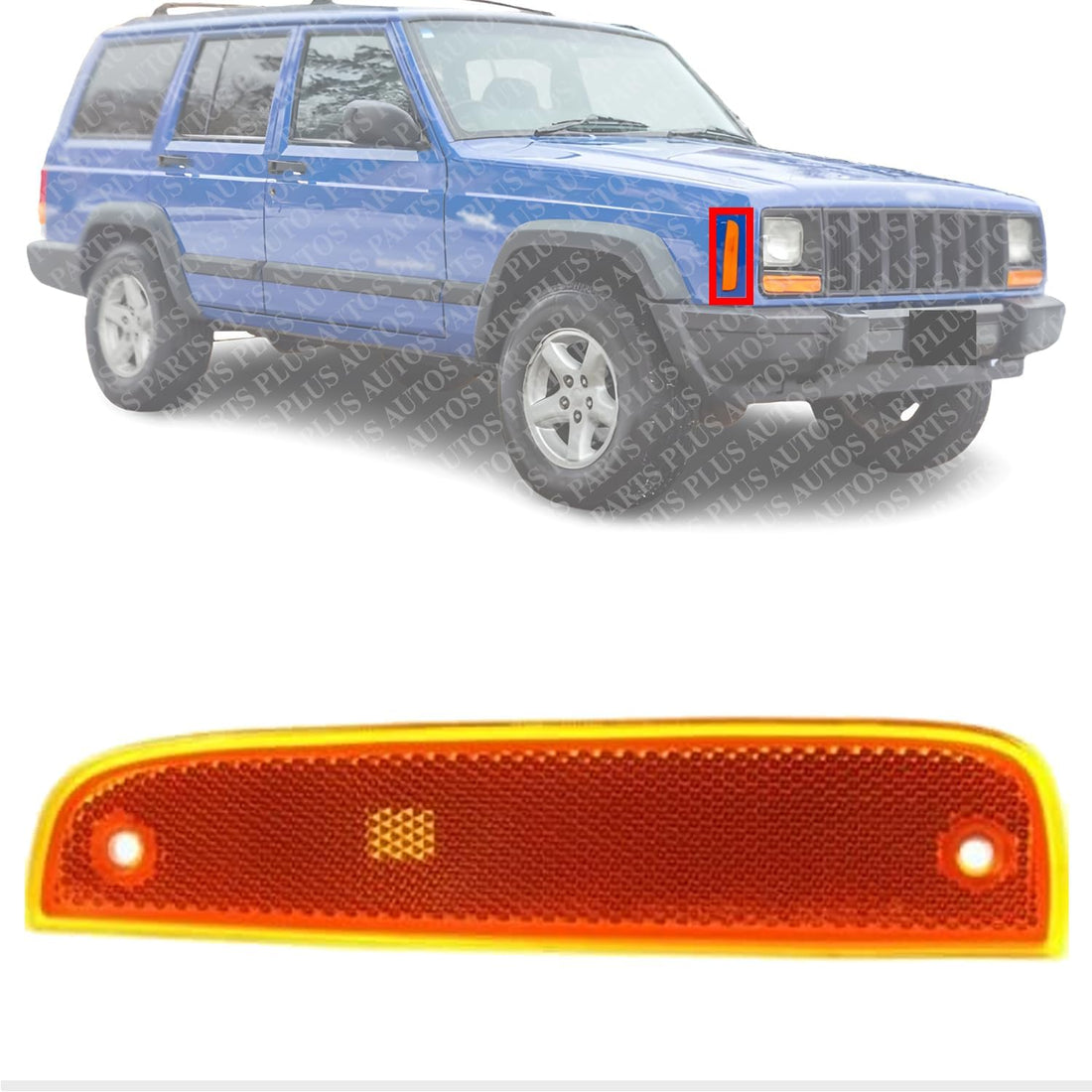 Front Marker Light Right Passenger Side Direct Replacement Compatible With 1997-2001 Jeep Cherokee CH2551118 55055146