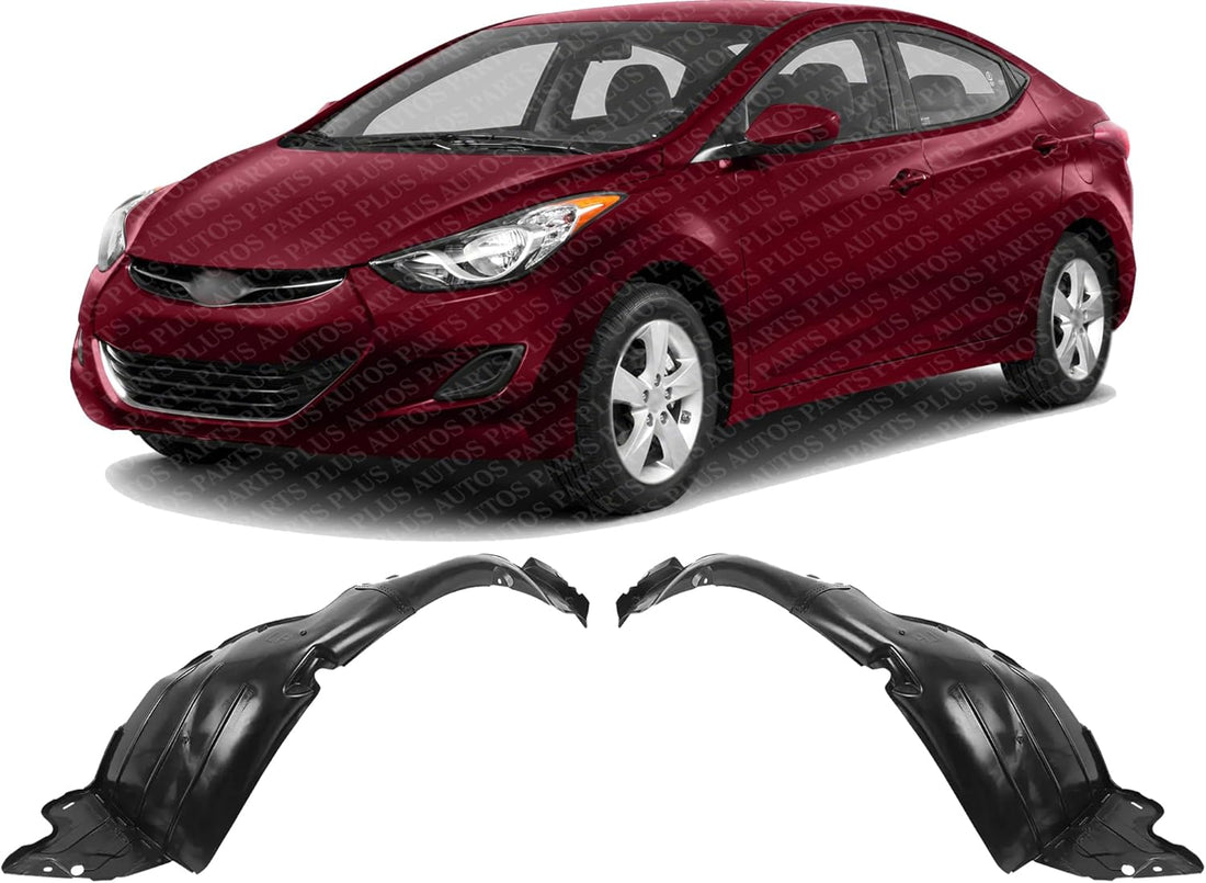 Set Of 2 Front Fender Liner Left Driver & Right Passenger Side Direct Replacement Compatible With 2011-2013 Hyundai Elantra HY1249125 HY1248125 868123Y000 868113Y000