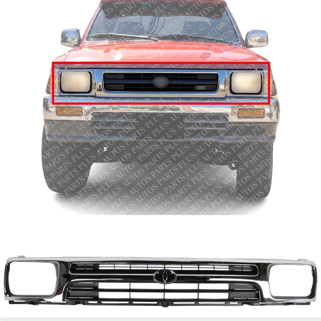 Grille Chrome Shell with Painted Black Insert Direct Replacement Compatible With 1992-1995 Toyota Pickup TO1200128 5311135070